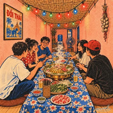 Art for Đồi Thái: The long table